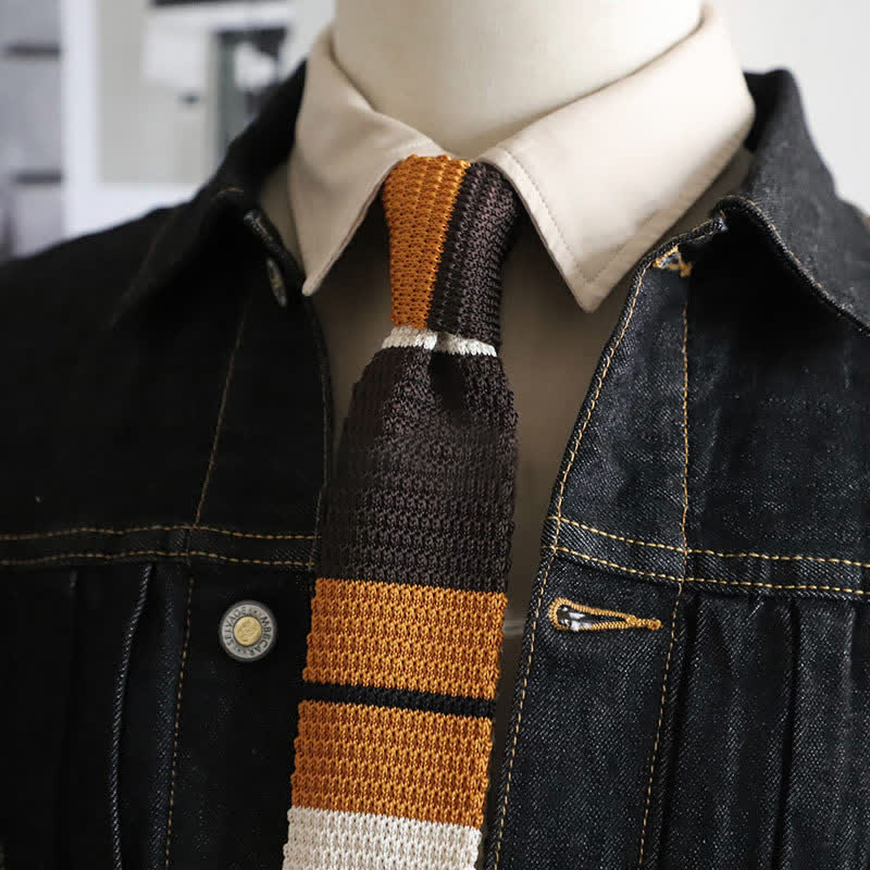 Herbst Herren Horizontal gestreifte Strickkrawatte