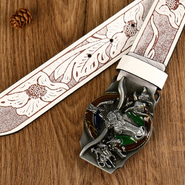 Herrengürtel aus Leder mit dominierendem Stierkopf