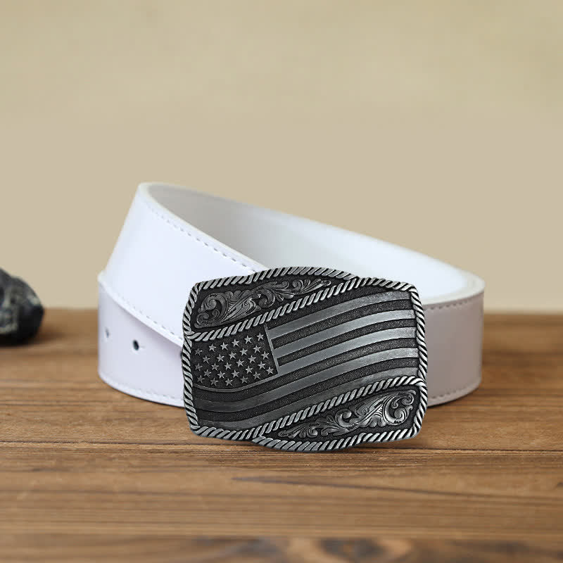 Herren DIY American Flag Antik-Schnalle Ledergürtel