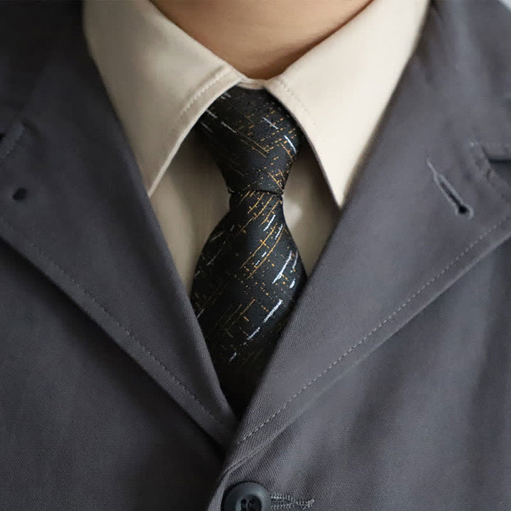 Elegante Herren-Reißverschlusskrawatte mit Paisley- und Streifenmuster