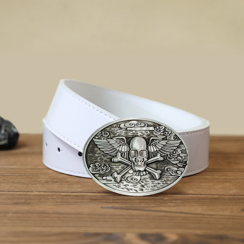 Herren DIY Totenkopf-Engel Kreative Bierhalter-Schnalle Ledergürtel