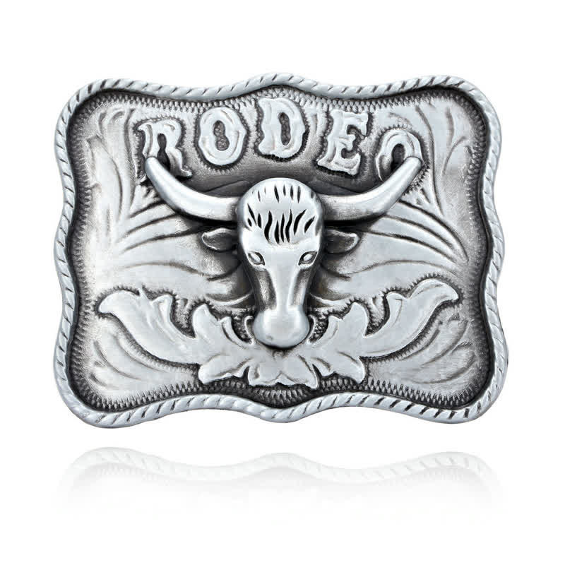DIY Herrengürtel aus Leder mit silberner Longhorn-Bull-Rodeo-Schnalle