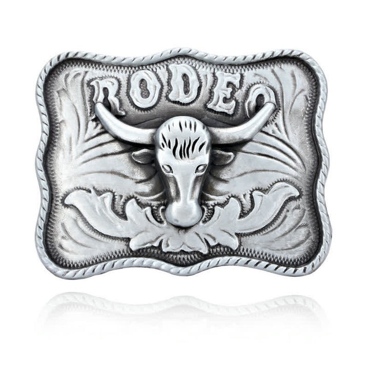 DIY Herrengürtel aus Leder mit silberner Longhorn-Bull-Rodeo-Schnalle