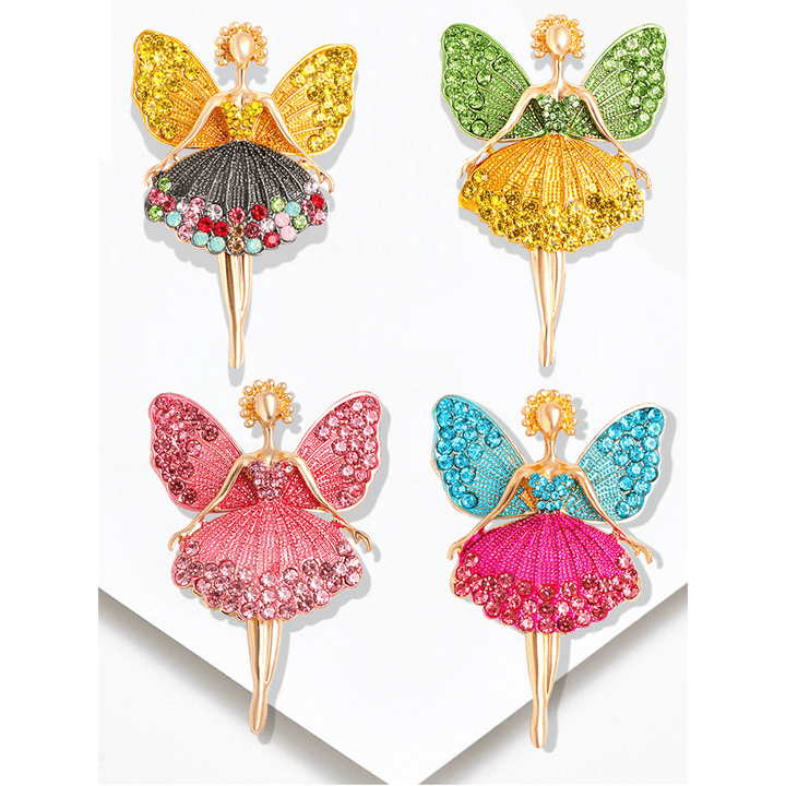 Funkelnde, zarte Kleid-Ballerina-Brosche für Frauen