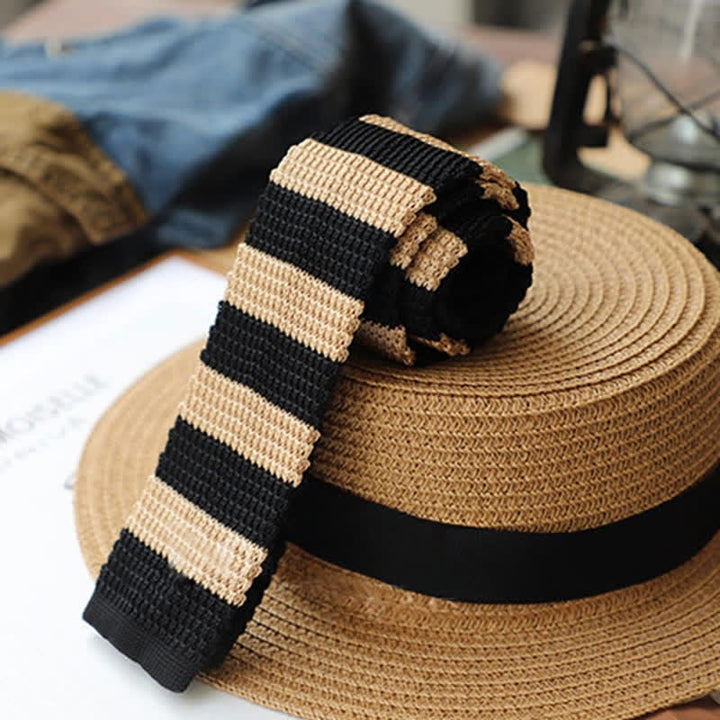 Herbst Herren Horizontal gestreifte Strickkrawatte