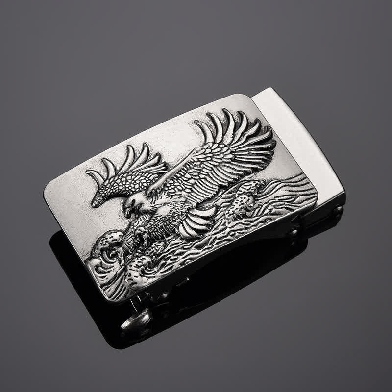 Herren DIY Gürtel mit automatisch spreizbaren Adlerschwingen-Schnalle aus Leder