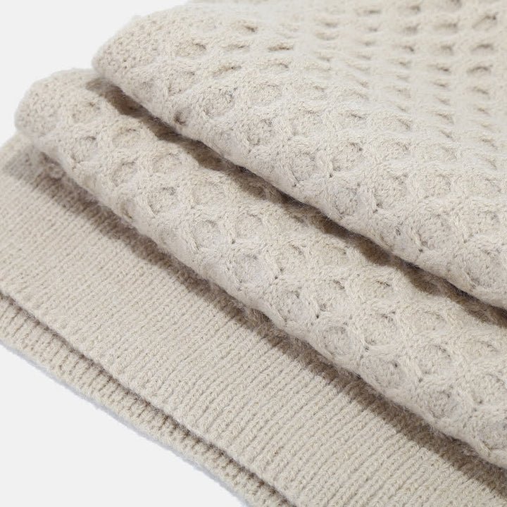 3-tlg. Strickset: Mütze, Schal und Handschuhe mit Kreuzmuster für Damen