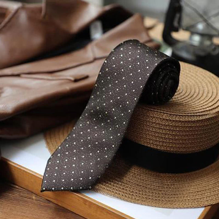 Herren Krawatte mit Polka Dots und kleinen Blumen
