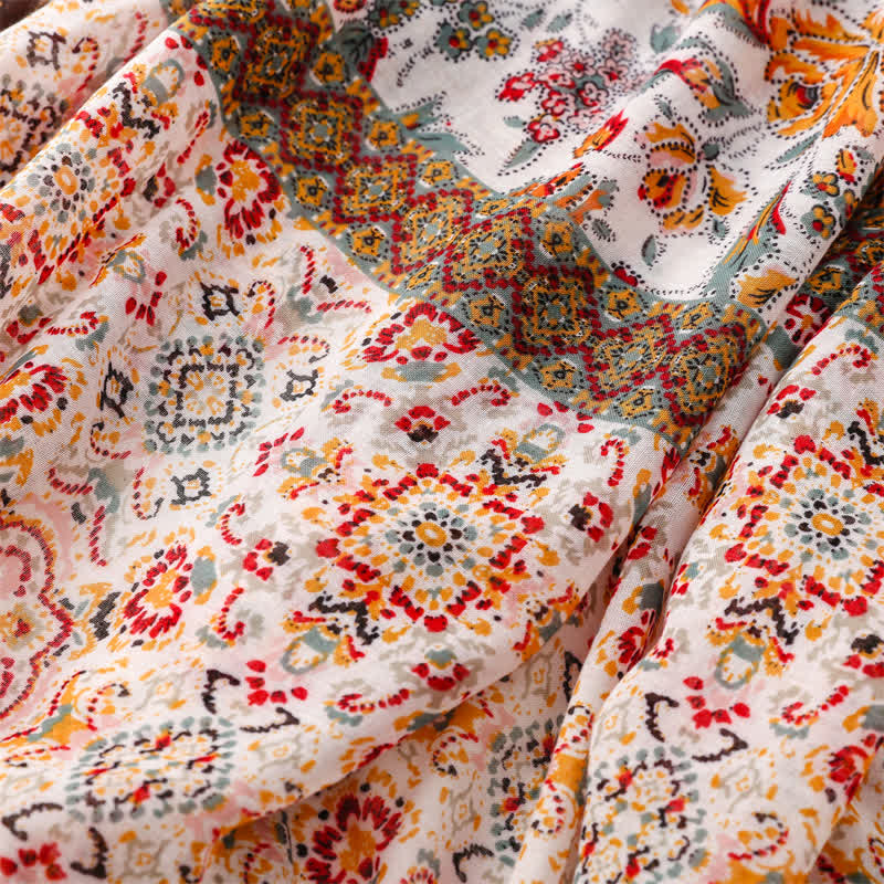 Frauen's Orangenfarbenes Boho-Ethno-Strandtuch