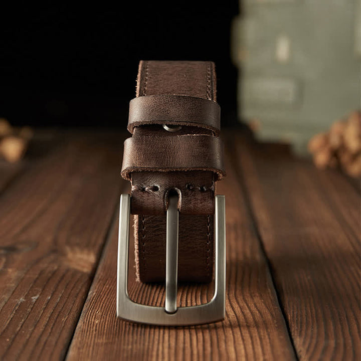 Klassischer strukturierter Cowboy-Ledergürtel für Herren