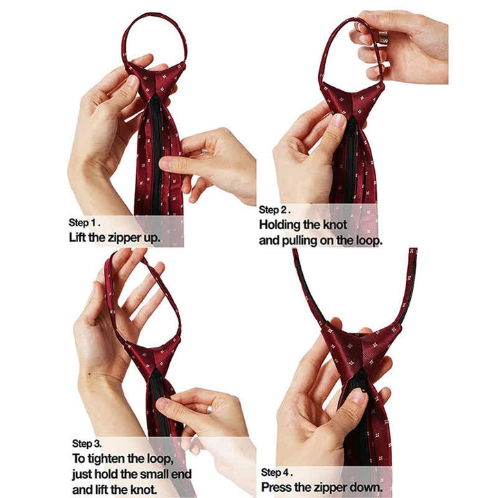 Herren Einfarbige Reißverschlusskrawatte Verstellbare Krawatte