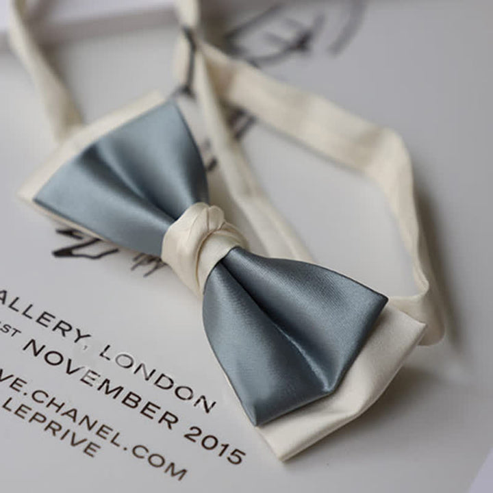 Doppelschichtige Fliege in Macaron-Farbe und Weiß für Herren