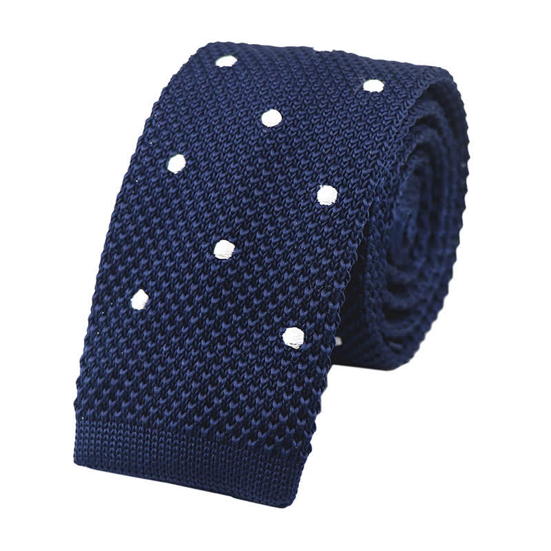Weiße Herren-Krawatte mit Polka-Dots, gestrickt