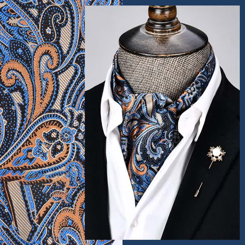 Stahlblau Moderne Herrenpracht Florale Ascot Paisley Krawatte
