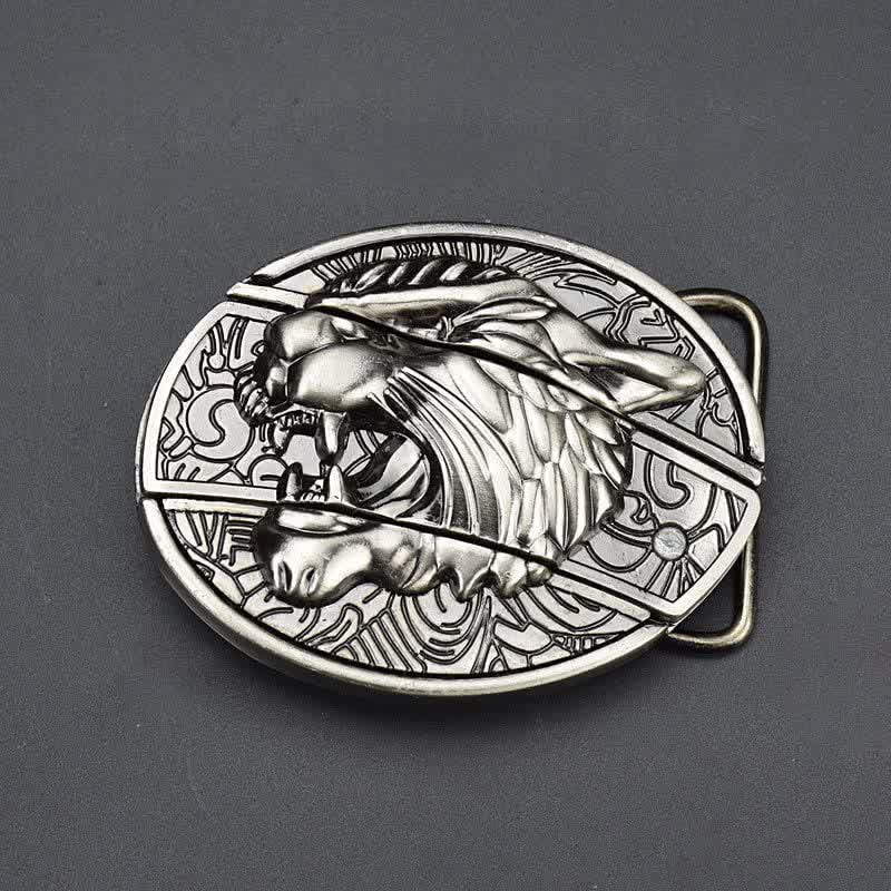 Roaring Tiger Ledergürtel für Herren mit Klappmesser