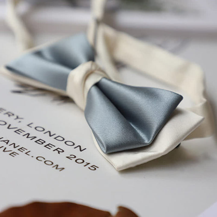 Doppelschichtige Fliege in Macaron-Farbe und Weiß für Herren