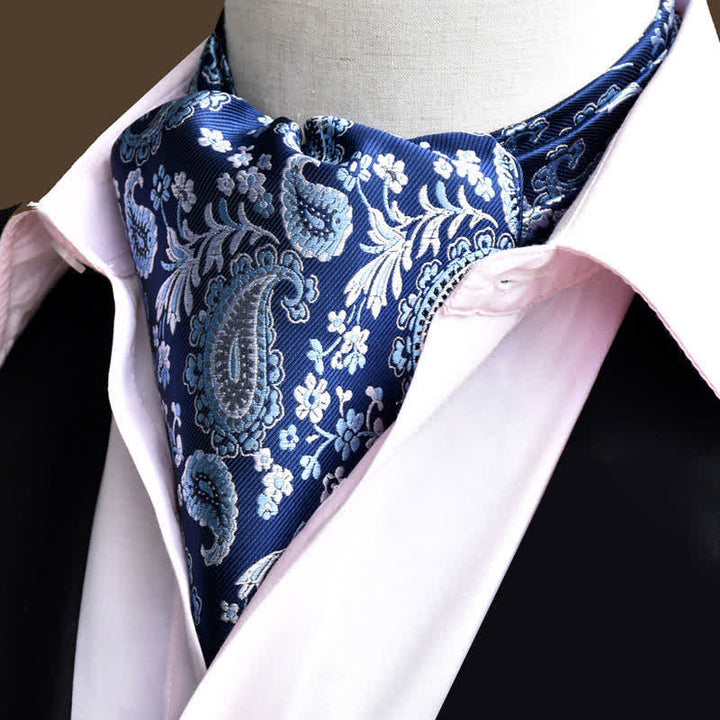 Dunkelblaue Freizeit-Ball Gentlemen Blumen Ascot Paisleymuster Krawatte