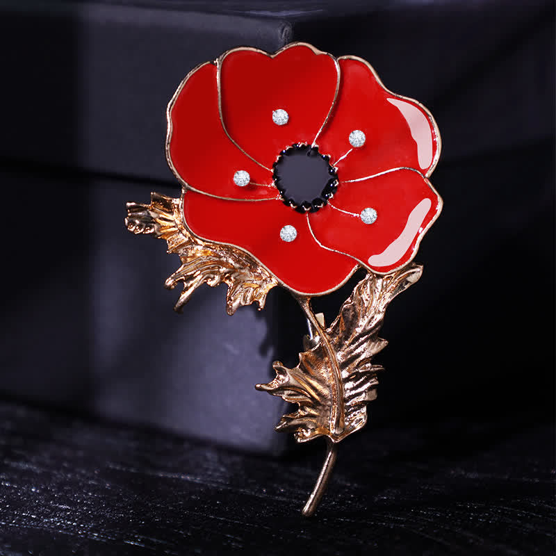Vintage-Ölgemälde-Mohnblumen-Brosche für Frauen