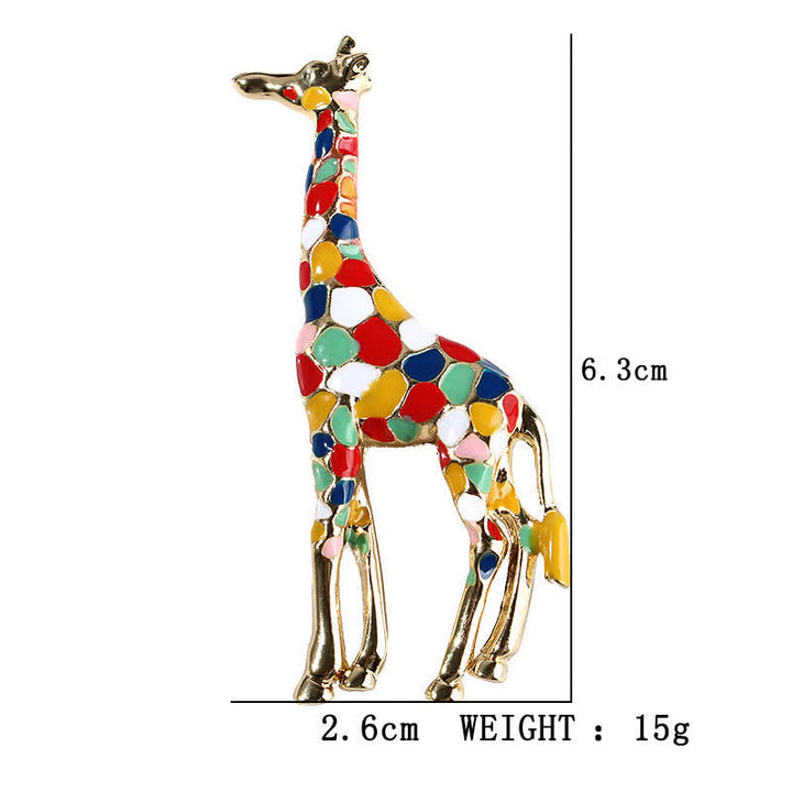 Damen Cartoon Glänzende Emaille Giraffenbrosche