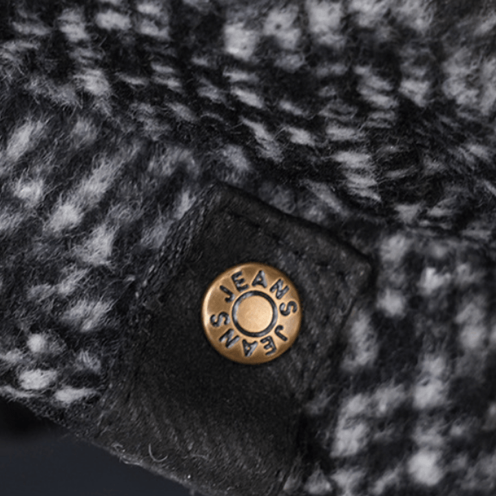 Schwarz Fleck Tweed Zeitungsjunge Achteckiges Barett