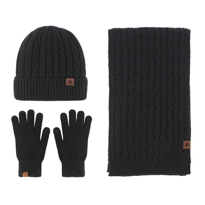 3-teiliges Unisex Warm Hut Schal Handschuh-Set