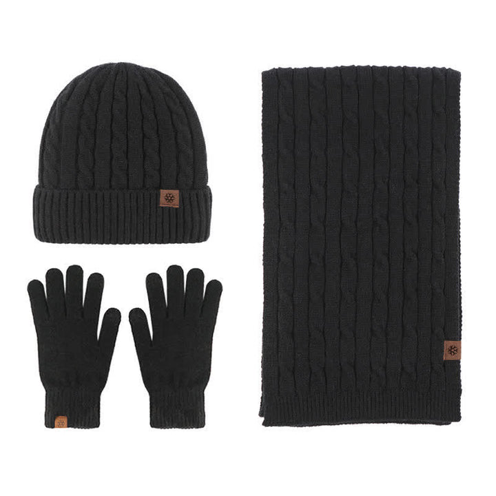 3-teiliges Unisex Warm Hut Schal Handschuh-Set