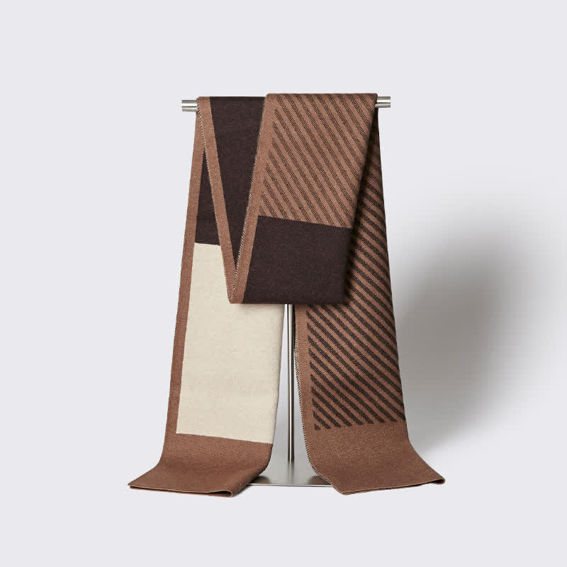 Herrenfarben Kontrastierender Gestreifter Reiner Wollschal