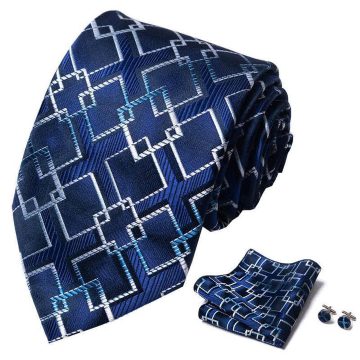 3er-Set Herren Krawatten in Blau und Weiß, knackig und cool