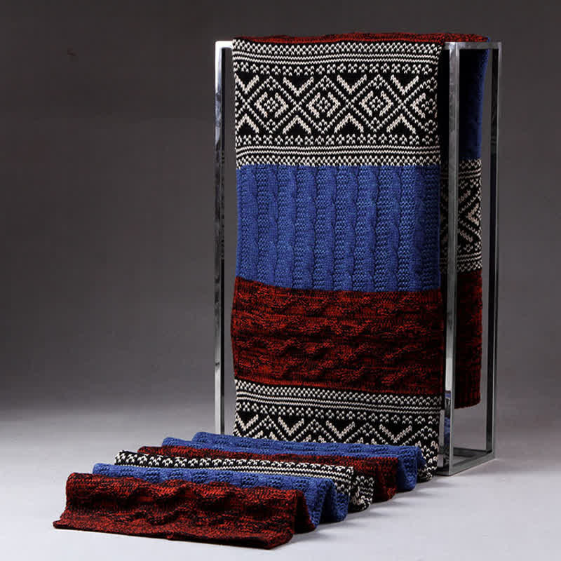 Herren Argyle Gestrickter Color Block Schal