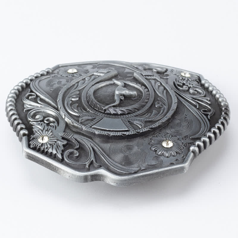 DIY Männer Strass Geblümter Stier Schnallenledergürtel