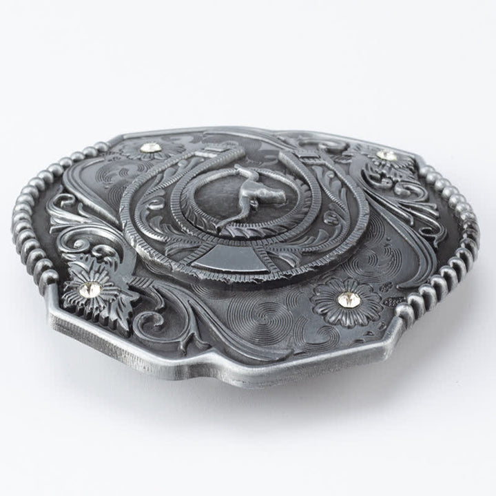 DIY Männer Strass Geblümter Stier Schnallenledergürtel