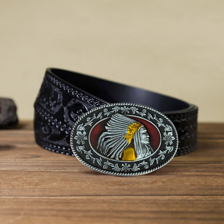 Herren DIY Indianer Häuptling Stammes-Schnallengürtel aus Leder