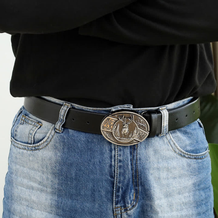 Herren DIY Forest Deer verstecktes Klappmesser Ledergürtel - image 2