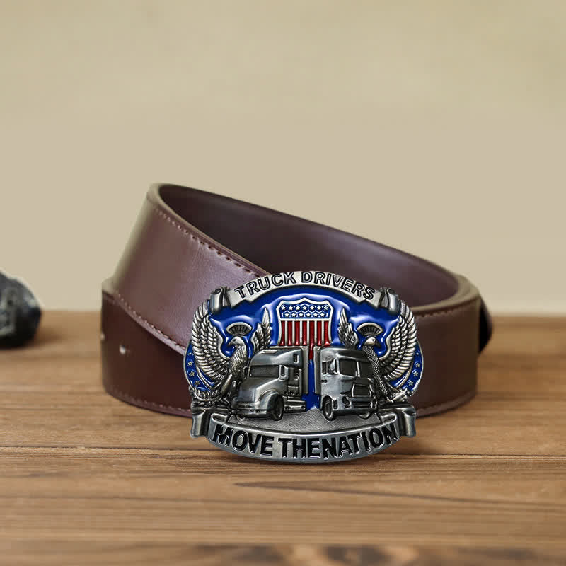 Herrengürtel mit DIY Truckfahrer-Schnalle aus Leder