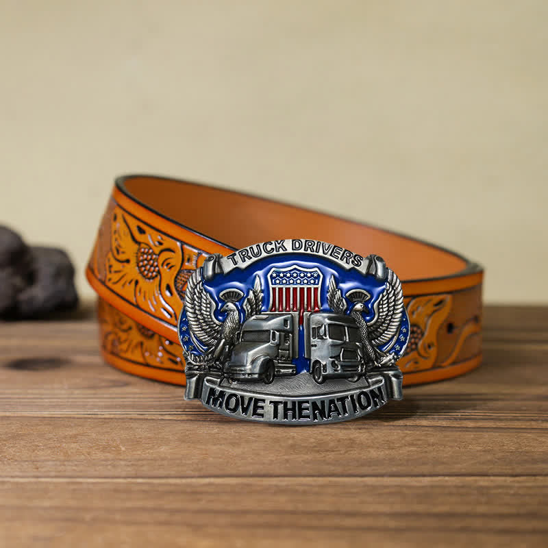 Herrengürtel mit DIY Truckfahrer-Schnalle aus Leder