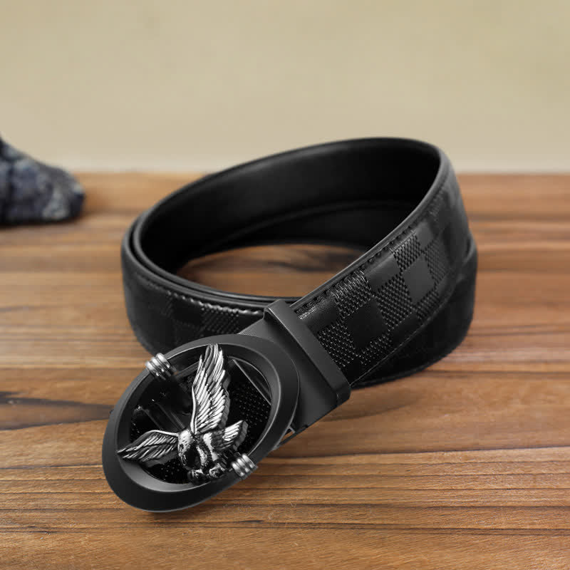 Männer DIY Adler Schwarzer Hohl Automatik-Schnallen Leder Gürtel