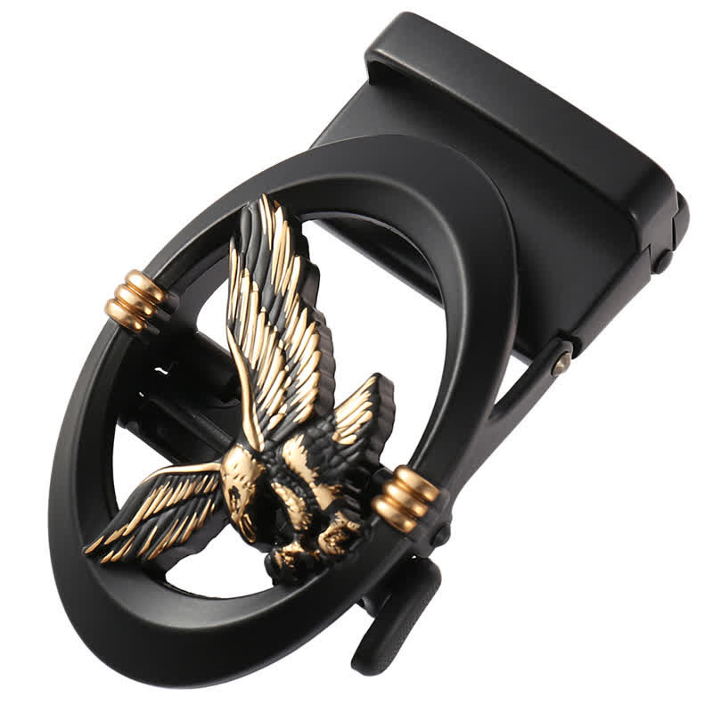 Männer DIY Adler Schwarzer Hohl Automatik-Schnallen Leder Gürtel