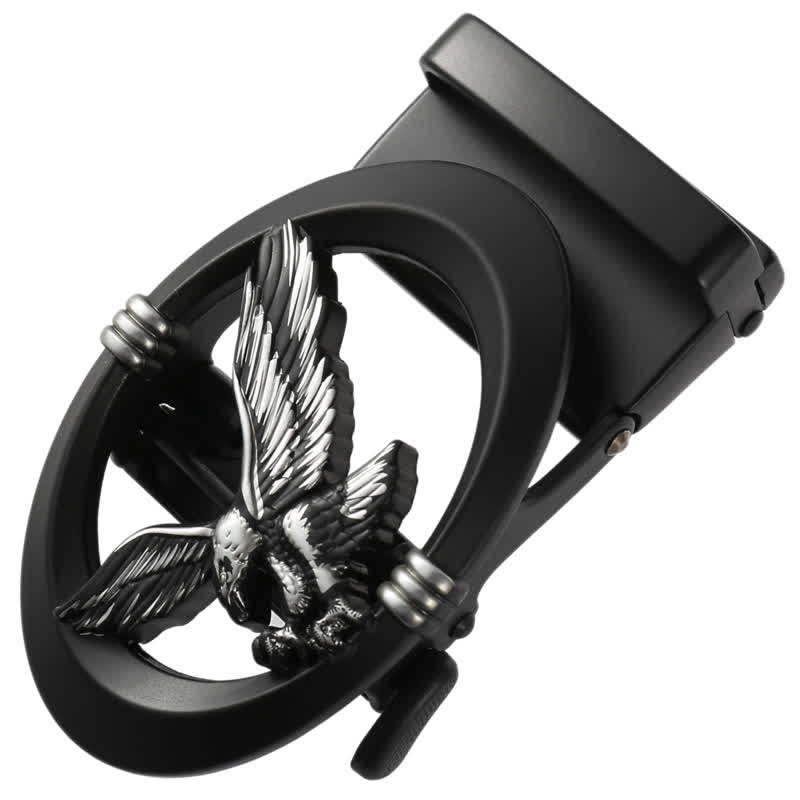 Männer DIY Adler Schwarzer Hohl Automatik-Schnallen Leder Gürtel