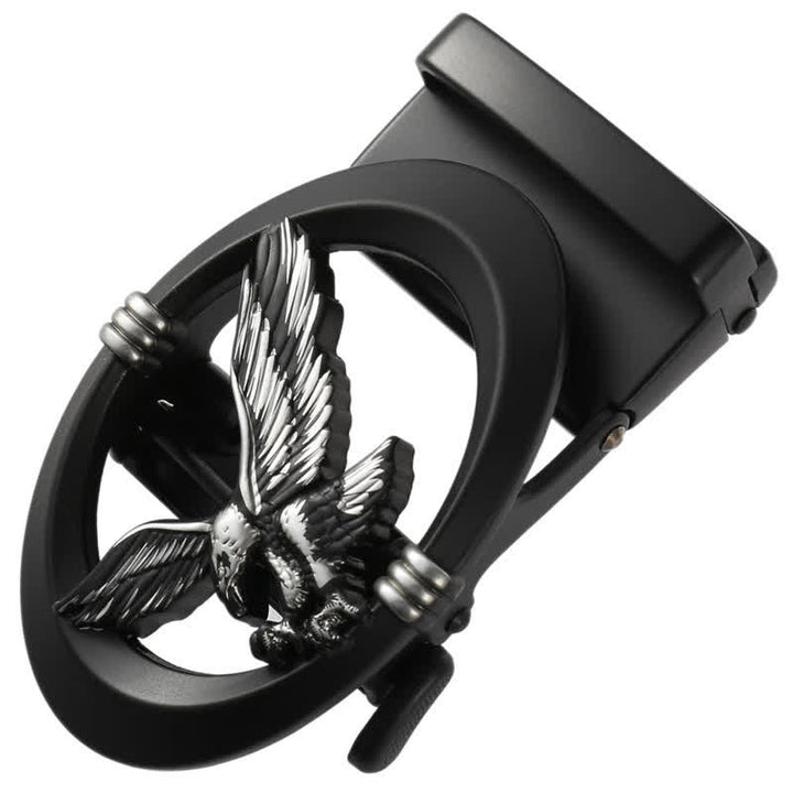 Männer DIY Adler Schwarzer Hohl Automatik-Schnallen Leder Gürtel