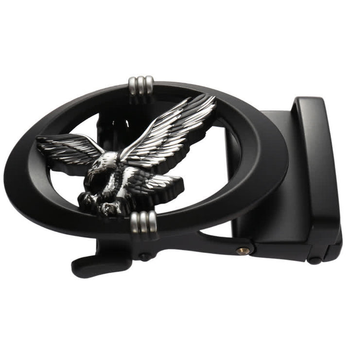 Männer DIY Adler Schwarzer Hohl Automatik-Schnallen Leder Gürtel