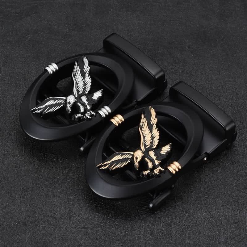 Männer DIY Adler Schwarzer Hohl Automatik-Schnallen Leder Gürtel