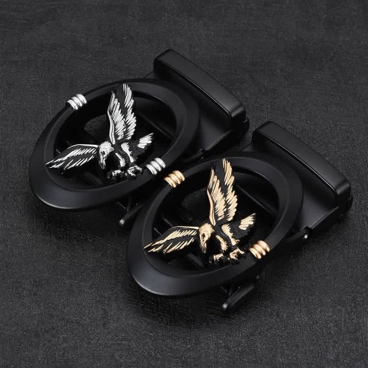 Männer DIY Adler Schwarzer Hohl Automatik-Schnallen Leder Gürtel
