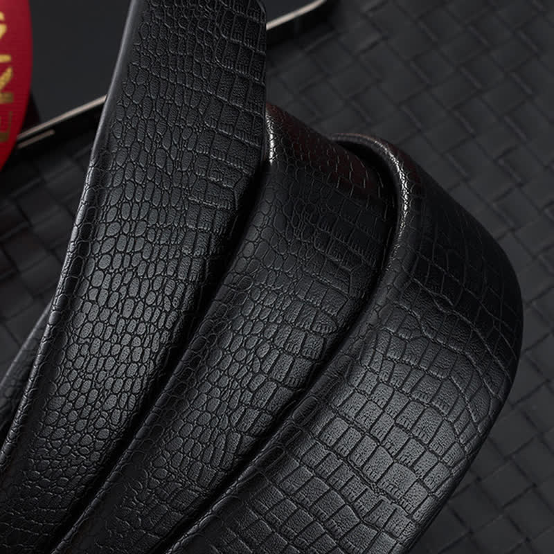 Herrengürtel aus Leder mit automatischer Schnalle und Löwenkopf