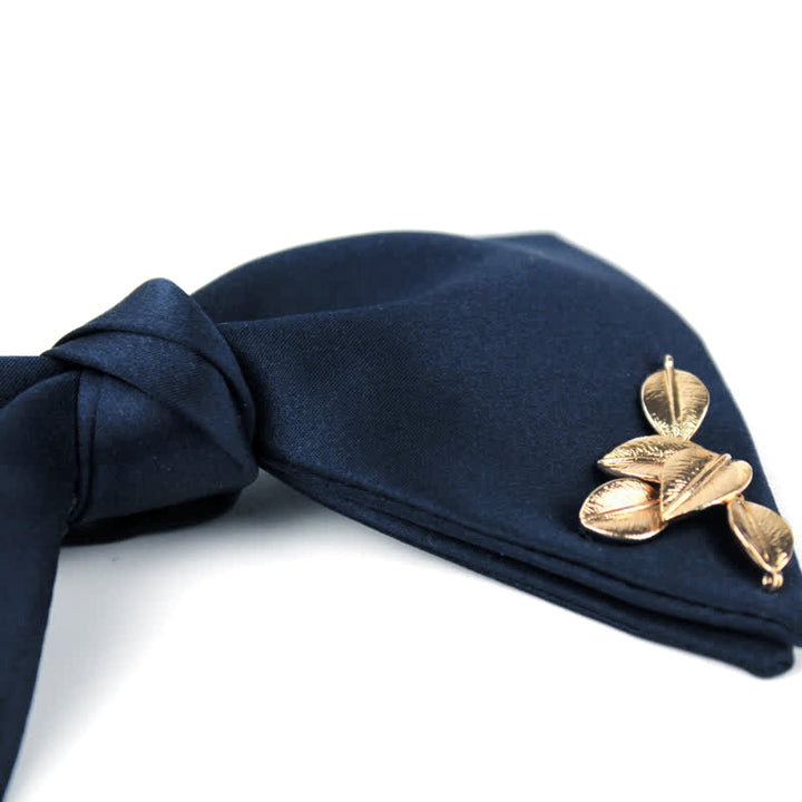 Männer's Serenity Blau Goldenes Blatt Fliege