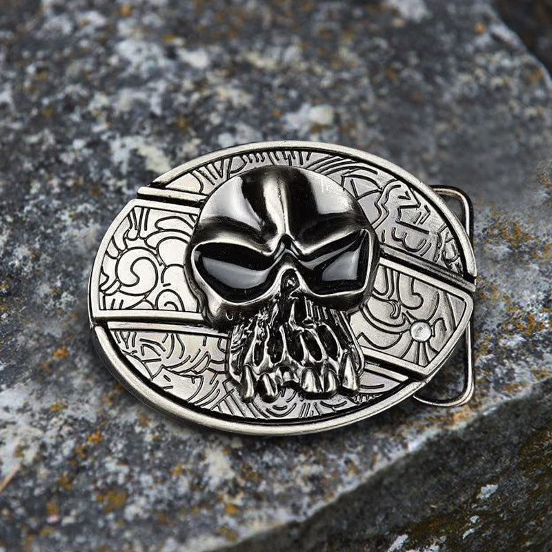 Herren-Ledergürtel mit Totenkopf und Klappmesser