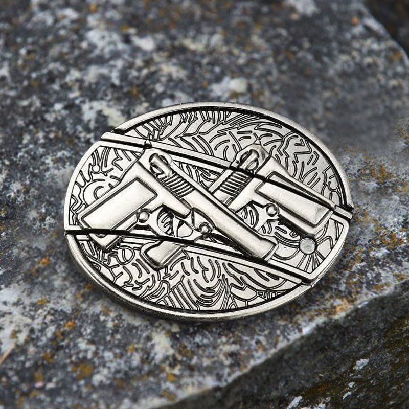 Doppelter Waffenledergürtel für Herren mit Klappmesser