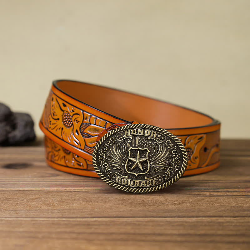 Herren DIY Ehre Mut Adlerflügel Schnalle Ledergürtel