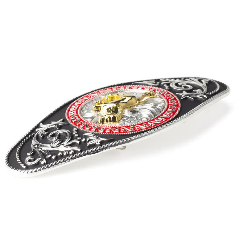 Herren DIY Western Schwarz-Gold Tier-Schnalle Ledergürtel - image 4