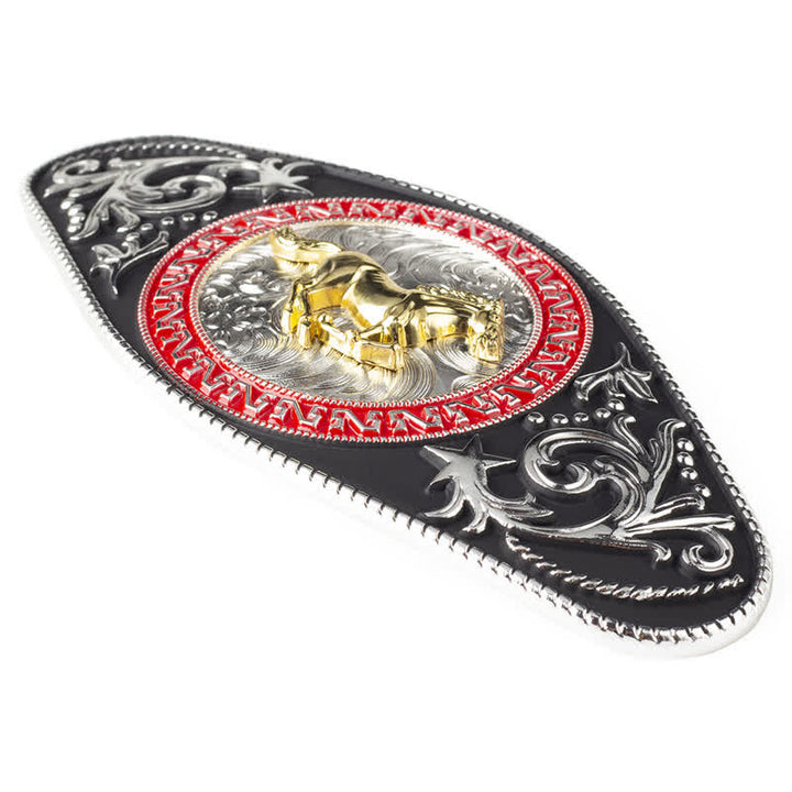 Herren DIY Western Schwarz-Gold Tier-Schnalle Ledergürtel - image 5