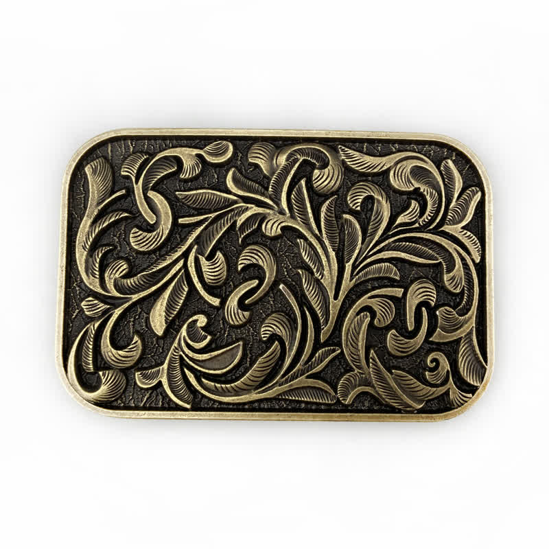 Herren DIY Kunst Blätter Schnörkel Schnalle Ledergürtel